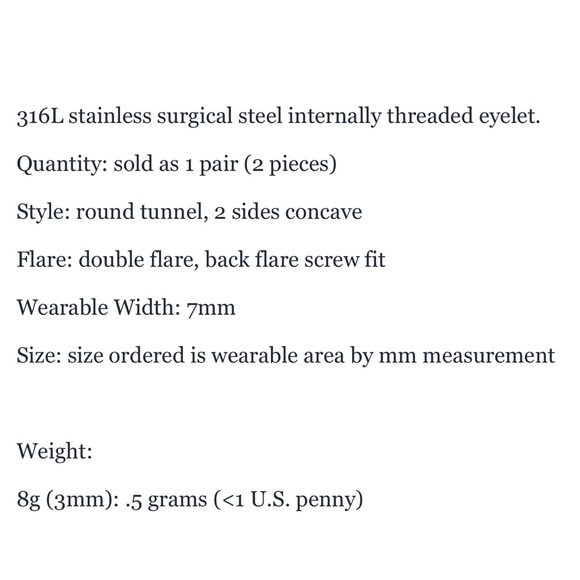 Steel Screw Back Stainless Steel Tunnels - Picture 4 of 4
